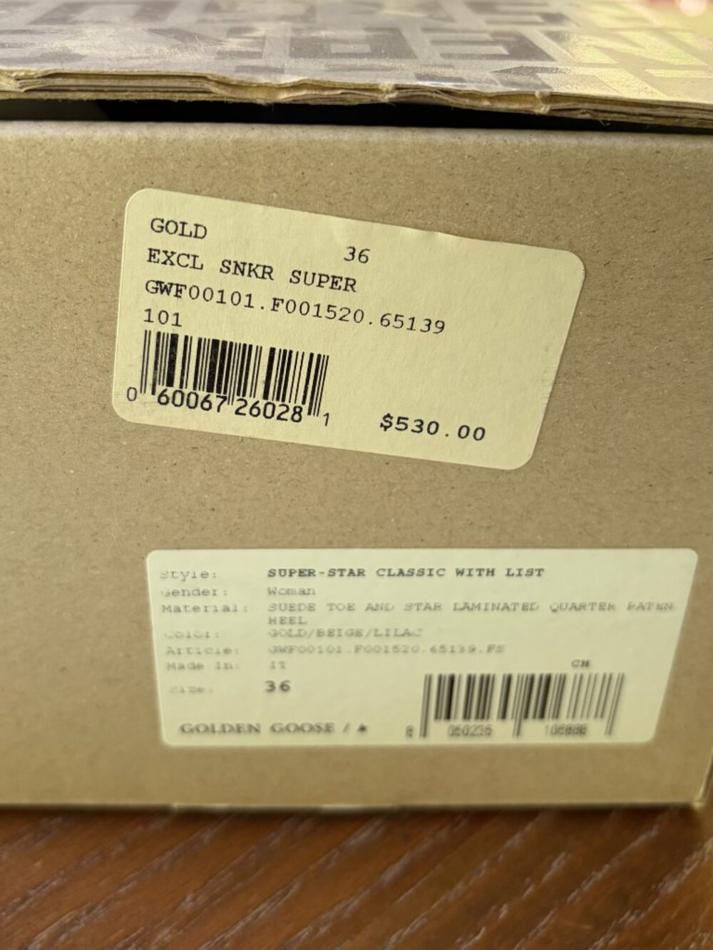 Auth EUC Golden Goose Super Star Gold Laminate Size 36 - Picture 6 of 6